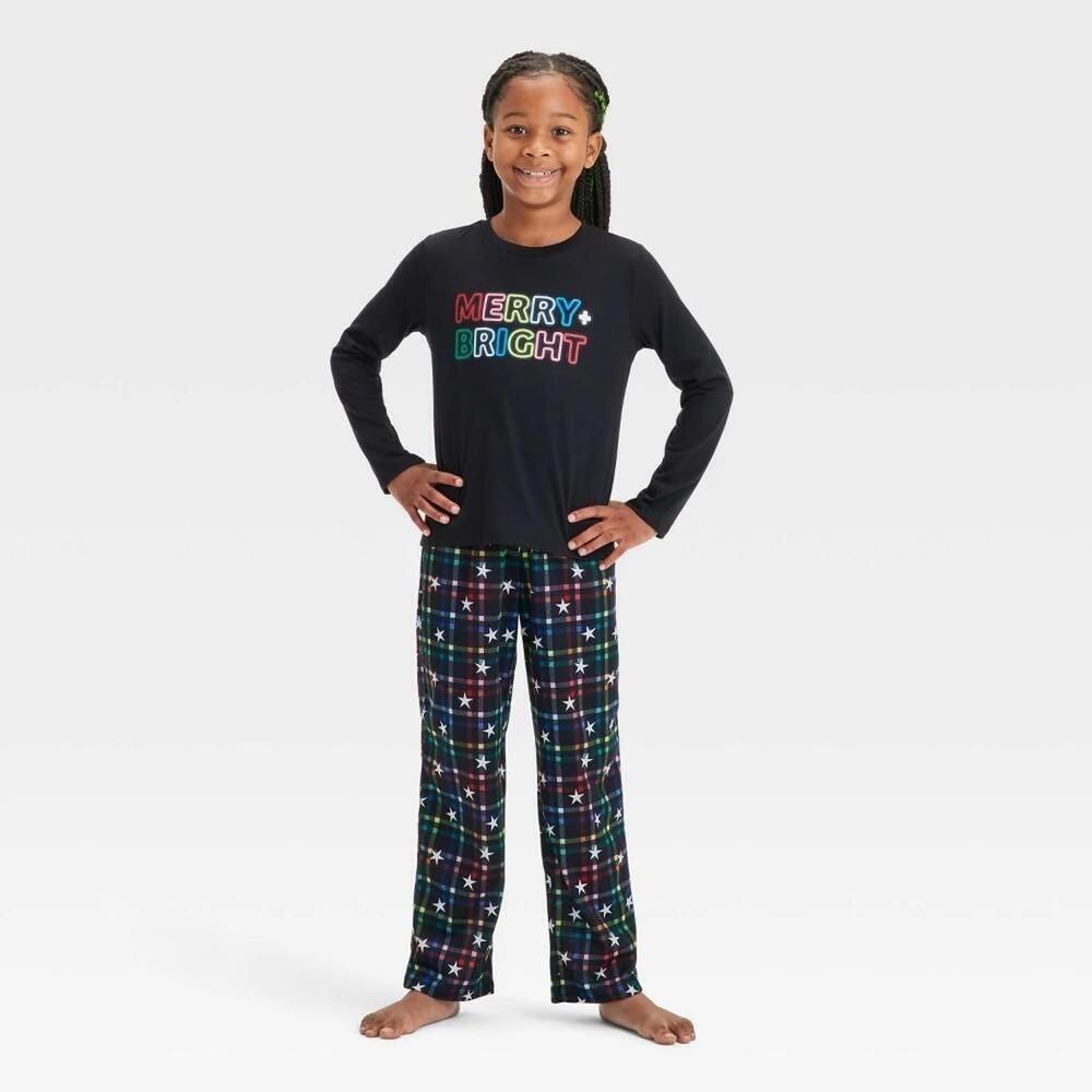 175 Cat & Jack 2pc Merry‎ & Bright Christmas Pajama Set (Girls XXL, NWT)
